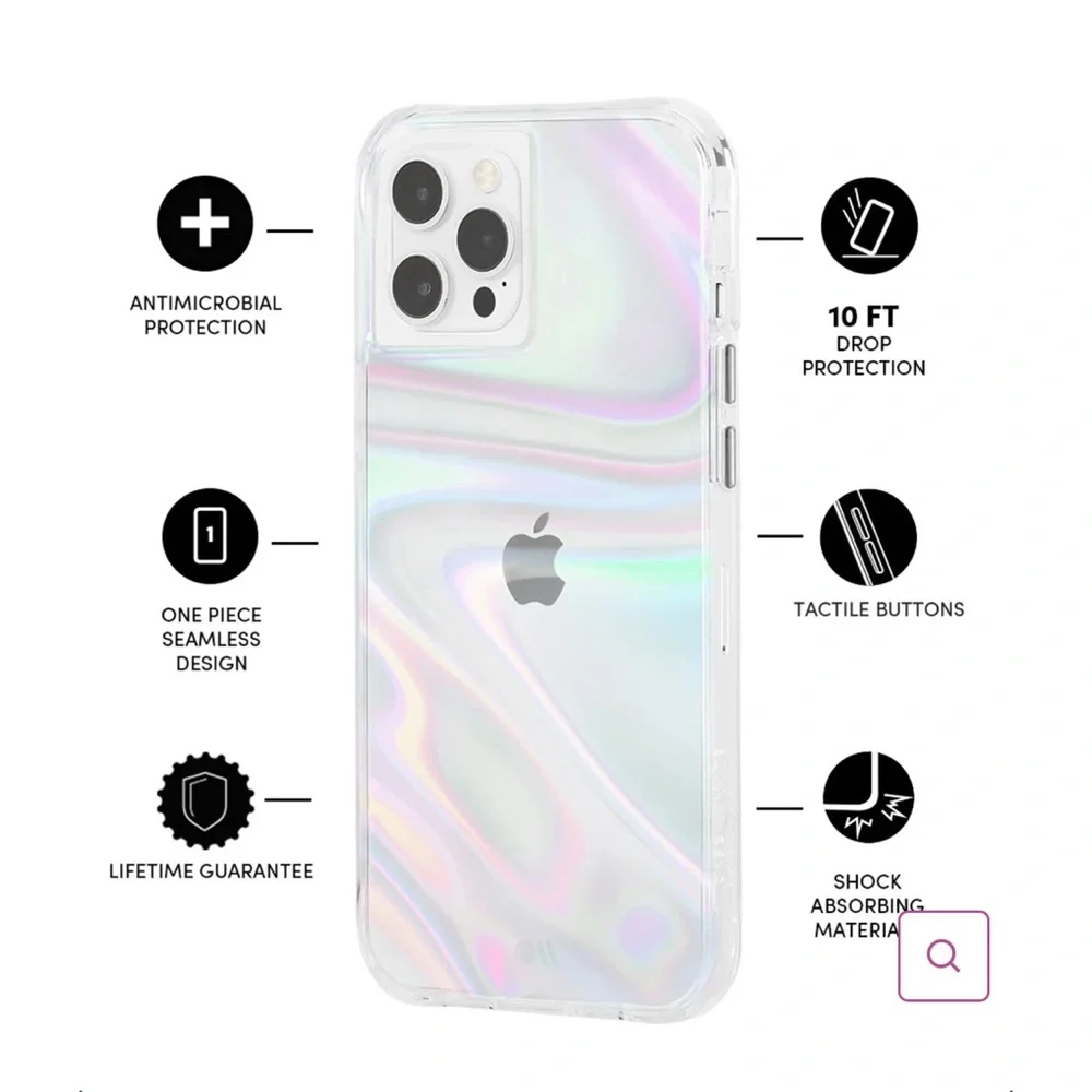 Case-mate iPhone 12/12PRO soap bubble clear iridescent, swirls. Gently used